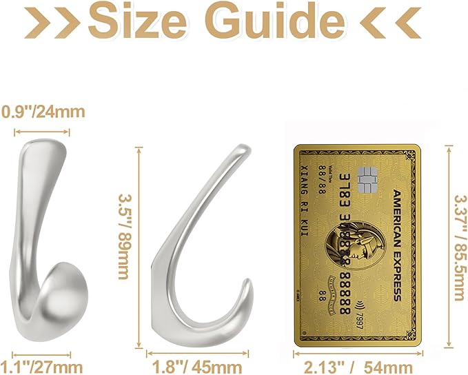 4 Pack Towel Hooks for Bathrooms Wall Mounted, Brushed Nickel Bathroom Hooks for Towels, Robe & Towel Hook for Wall, Modern Bath Towel Hook