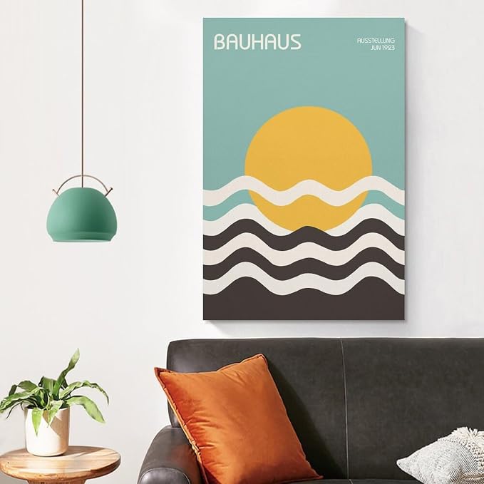 FideMm Bauhaus Poster Wall Art,Exhibition Wall Art, Stylish Mid Century Home Decor Poster for Room Aesthetics Canvas Wall Art Poster And Print Unframe-style 20x30inch(50x75cm)