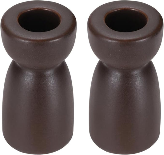 uxcell 2 Pack Candlestick Holder Black Brown Ceramic Taper Candle Holder Candle Stand Holders Modern Style Decoration for Centerpiece Tabletops Anniversary