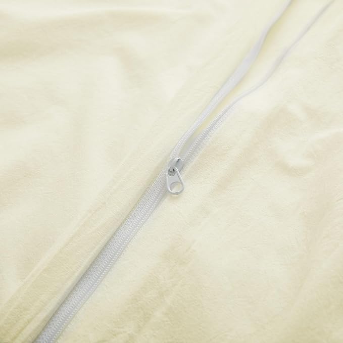 Cream White Cotton Duvet Cover with Zipper Closure, Linen-Like Natural Bedding Set (No Comforter), Queen Size, Duvet Cover (90"x90") x 1, Pillowshams(20"x26") x 2