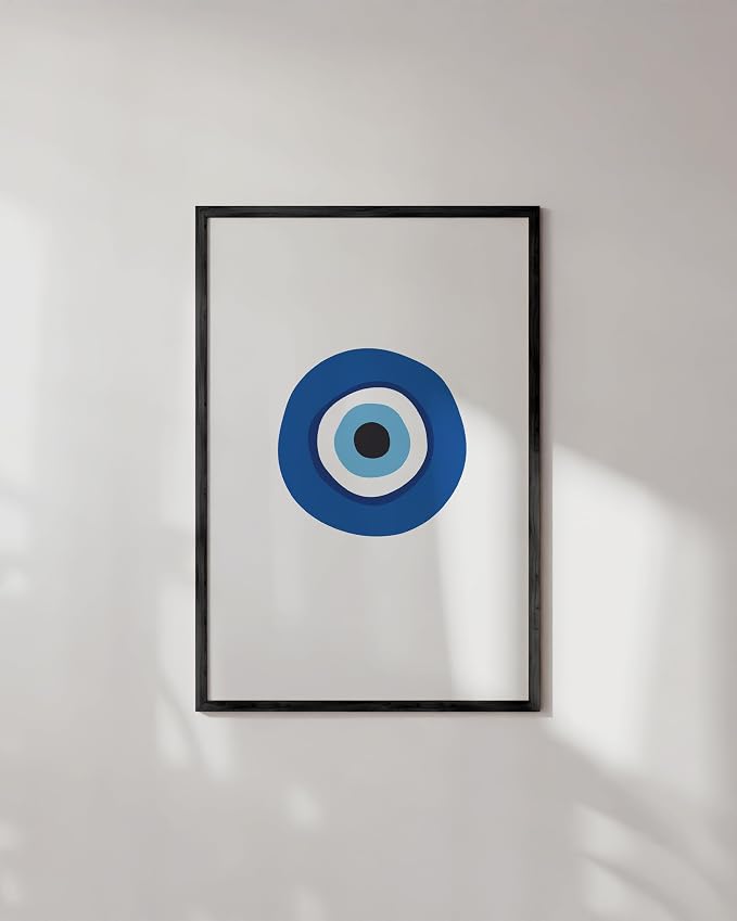 HAUS AND HUES Evil Eyes Poster - Abstract Blue Art for Room Aesthetic, Big Eyes Painting Prints (Unframed, 24x36)