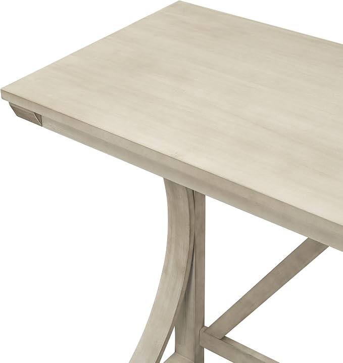 VilroCaz Farmhouse 3-Piece Counter Height Dining Table Set with USB Port and 2 Upholstered Stools, Rustic Dining Set Bar Set for Dining Room Kitchen (Cream)