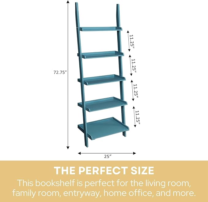 Convenience Concepts French Country Bookshelf Ladder, Blue
