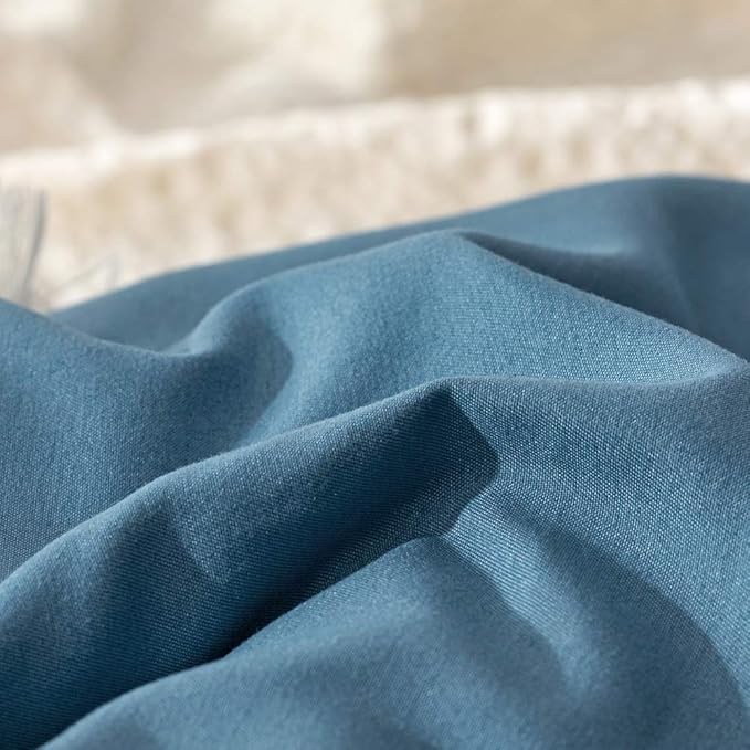 Pureant Blue Comforter Set California King Dusty Blue Bedding Comforter Sets for Women Men Cotton Lake Blue Cal King Comforter Soft Grayish Comforter Sets Solid Color Quilt