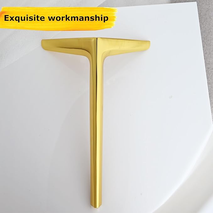 9.8 inch/25cm Shiny Gold Metal Furniture Legs Set of 4, DIY Replacement for Cabinet Legs, Sofa Legs, Chair Legs