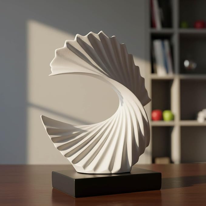 Modern White Ocean Wave Sculpture – Abstract Resin Statues for Home Decor, Elegant Coffee Table Decor for Living Room, Unique Home Décor Accents & Art Deco Decor for Office, Shelf, or Entryway