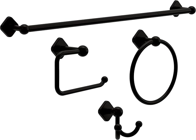 Franklin Brass Gainesville (1-Pack) 18'' Towel Rack w/ 6" Extender for Bathroom Matte Black Towel Bar for Bathroom Wall Mounted Towel Holder Rod GNV26-MB