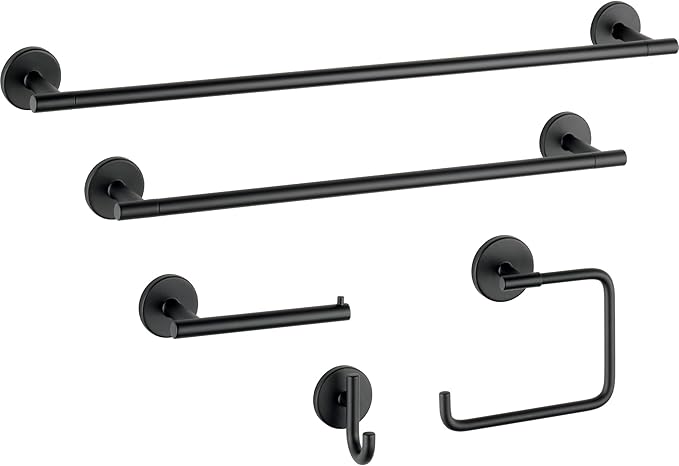 Delta Trinsic (1-Pack) Towel Hooks Matte Black Single Bathroom Hooks Wall Mounted for Robes & Towels Hand Towel Hook Holder Kitchen, Bathroom Accessories