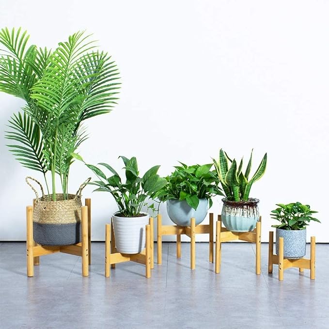 Mid Century Modern Indoor Plant Stand, Wood Flower Pot Holder for Home, Office, Garden, Patio, Lawn, Yard, Restaurant, Cafe (Color : Small)