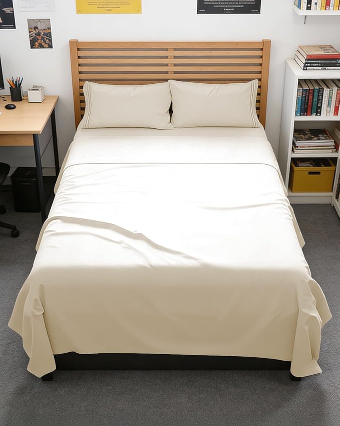 Full XL Bed Sheet - 4 Piece Full XL Bed Sheets Set - Ultra-Soft, Breathable & Cooling - Hotel Luxury Bedding for Women & Men with Deep Pockets - Wrinkle Free & Fade Resistant - Oeko-Tex - Off White