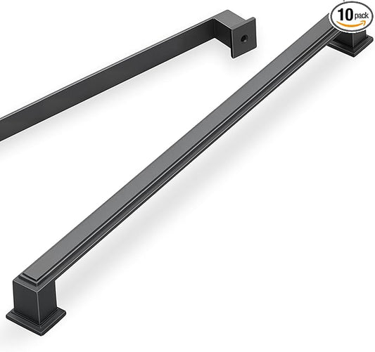 10 Pack 12.6 Inch(320mm) Hole Center Matte Dark Gunmetal Gray Modern Cabinet Pulls Kitchen Cabinet Handles Kitchen Cabinet Hardware Timeless Drawer Pulls for Dresser Cupboard Wardrobe, Gray(12.6x10)