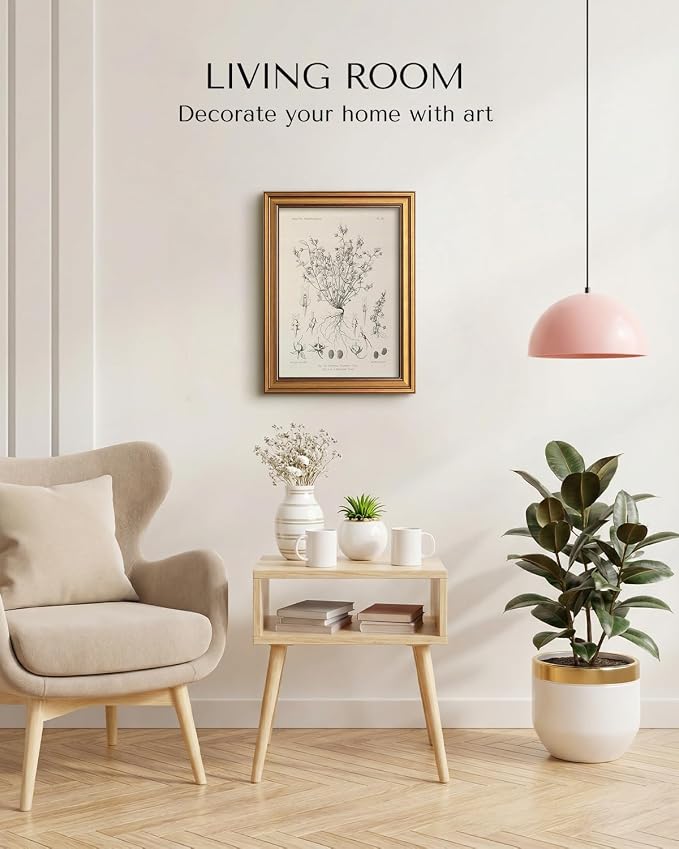 HUARCEY Gold Framed Vintage Wall Art for Living Room, Flowers Painting Prints Shelf Decor for Kitchen, Aesthetic Bedroom Wall Art, Best Gifts for Friends or Family - Veronica biloba 16L x 12W