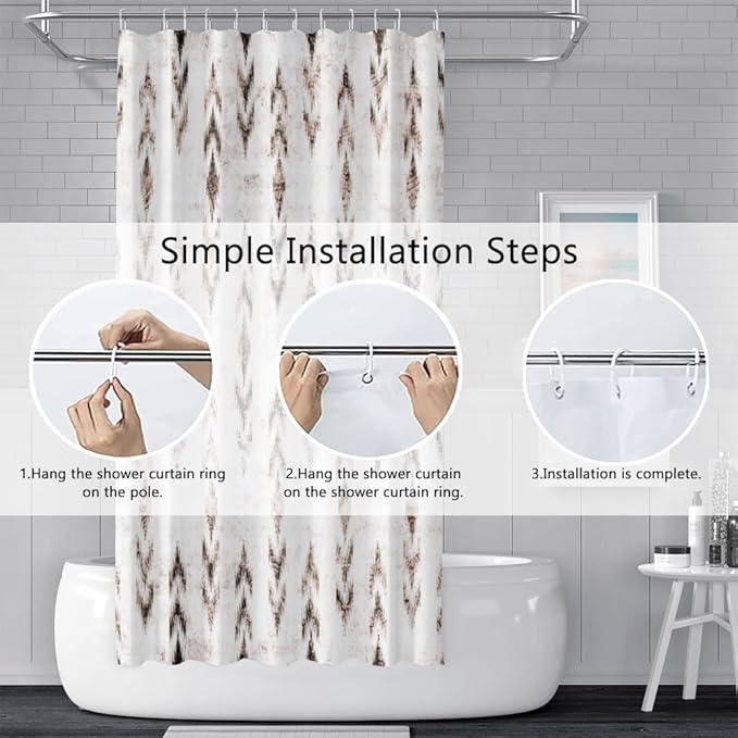 Abstract Shower Curtain Grunge Rustic Black Brown Blurry Arrow Pattern Shower Curtains for Modern Farmhouse Bathroom Waterproof Fabric Decor Set with Hooks, 36W x 72H Inch