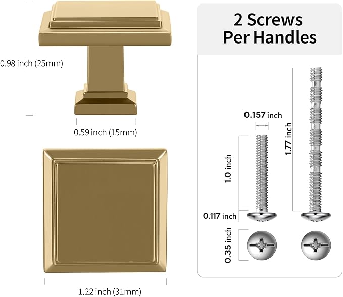 Lardmon 10 Pack Brushed Champagne Bronze Cabinet Knobs Modern Cabinet Pulls Kitchen Cabinet Handles Kitchen Cabinet Hardware Timeless Drawer Pulls for Dresser Wardrobe, Champagne(1x10)