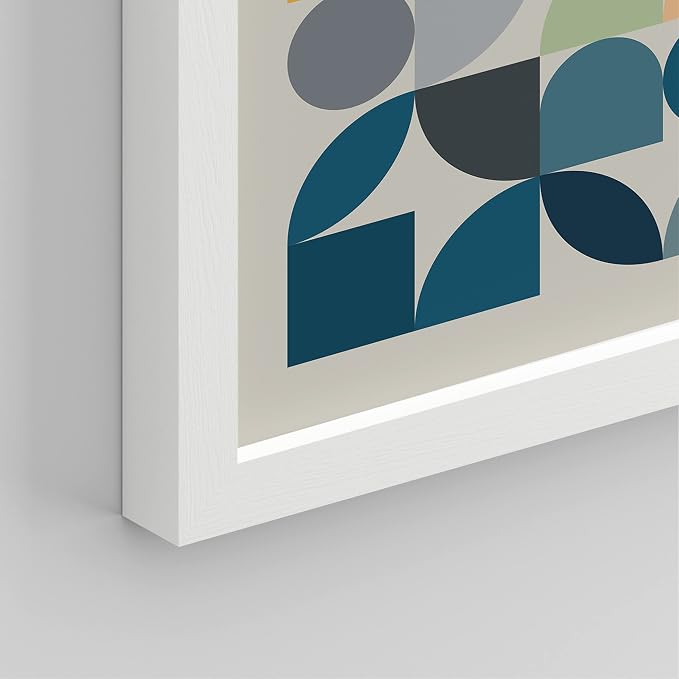 SIGNWIN Framed Mid-Century Modern Colorful Geometric Polygons Wall Art, Set of 4 Abstract Geometric Wall Decor Prints, Nature Wilderness Wall Décor for Living Room, Bedroom - 8"x10" White