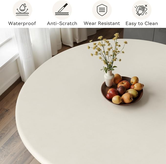 44.9" Modern Round Dining Table for 4-6, 2" Thickened Matte Concrete Tabletop & Unique Cloud-Shaped Pedestal, Circle Kitchen Table for Dining Room Apartment, Easy Assembly & Clean (White, Only Table)