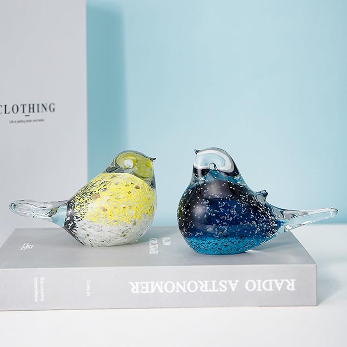 Glass Bird Decor Crystal Bird Sculpture Nature-Themed Home Accents Figurines Ornament Modern Art Living Room Shelves Tabletops
