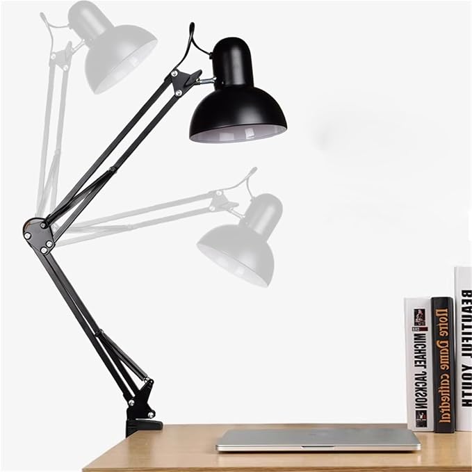 Modern Wall Sconces, Desk Lamp Retro Flexible Swing Arm Clamp with Plug and Switch Bedside Lamps Three Level Dimming Architect Task Table Lamp Adjustable Rotatable E27 Metal Reading Reading Lamp