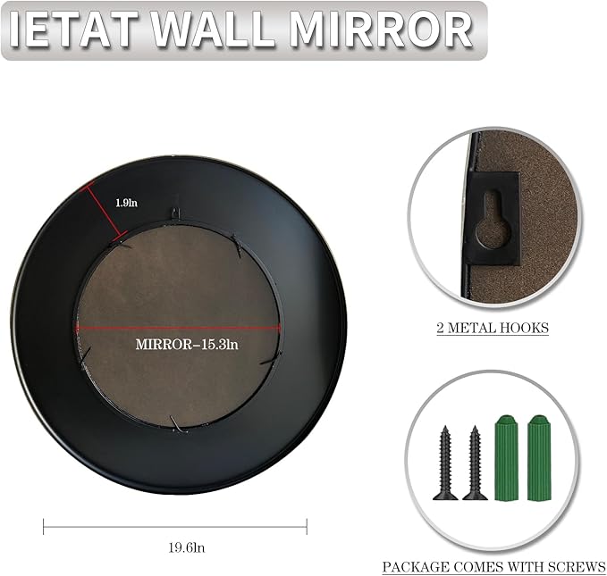 27 Inch Round Wall Vanity Mirror, Vintage Bronze Mirror Metal Frame, Anti-Rust Wall Mounted Mirror Home Decorative for Living Room, Bedroom, Bathroom, Restroom, Farmhouse