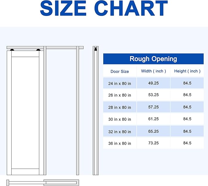 36" x 80" 6 Panel All-Inclusive Soft Close & Solid Core Sliding Pocket Door, Pine Wood Door with Frame & Hardware Kit, Pocket Interior Doors for Home, Unfinished