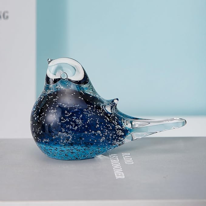 Glass Bird Decor Crystal Bird Sculpture Nature-Themed Home Accents Figurines Ornament Modern Art Living Room Shelves Tabletops