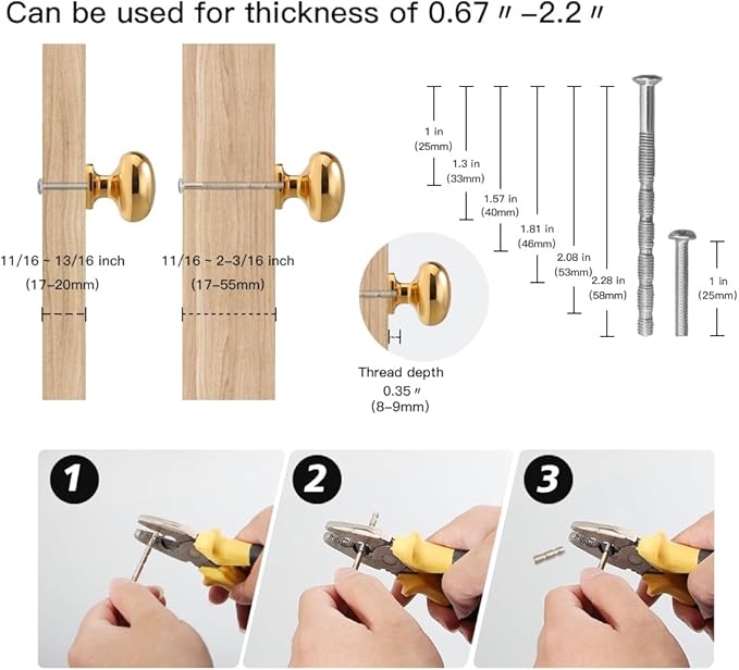 YAGU Modern Solid Cabinet Knobs, 5 Pack Bright Gold, Kitchen Drawer Knob Dresser Polished Brass Hardware Cupboard Bathroom Furniture Closet Pulls