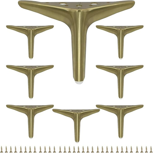 4.7 inch/12cm Brushed Gold Metal Furniture Legs Set of 8, 8pcs DIY Replacement for Short Cabinet Legs, Sofa Legs, Small Dresser Legs