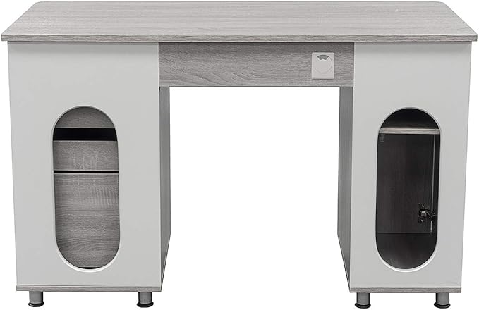 Techni Mobili 48'' W Computer Desk with File Cabinet and Drawers, Storage Cabinet with Removable Shelf and Ventilation for CPU, Home Office Desk or Computer Workstation with Keyboard Tray, Grey