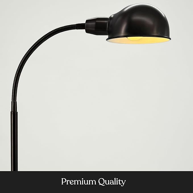 Brightech Regent LED Floor Lamp, Free Standing Corner Pole Light with Adjustable Gooseneck, Tall Bright Skinny Pharmacy Lamp for Office Desk, Living Room Sofa or Chair - Bronze