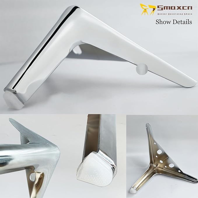 4.7 inch/12cm Shiny Silver Metal Furniture Legs Set of 4, Easy Screw-in Installation, Suitable for Sofas, Dresser, Cabinets & More