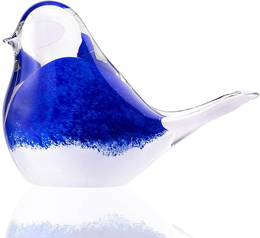 Blown Glass Birds - Glass Art Bird Decor, Hand Blown Glass Animal Figurines Paperweight for Home Shelf Decor