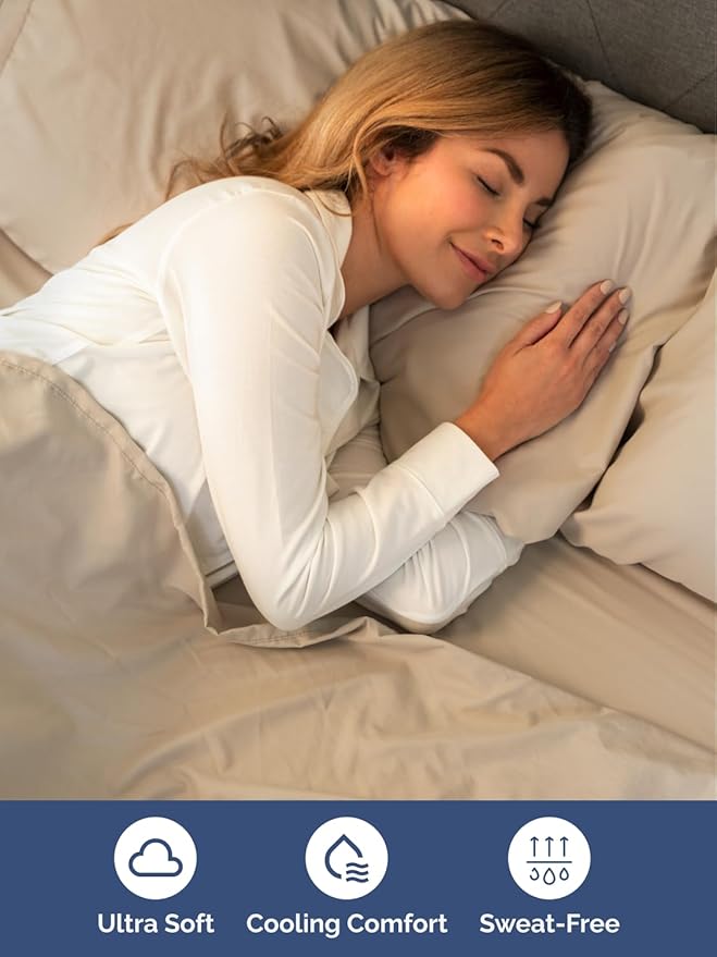 Extra Deep Split King Sheet Set - 7 Piece Breathable and Cooling Sheets - Hotel Luxury Bedding for Women, Men, Kids & Teens - Easy Secure Fit - Soft, Wrinkle Free & Comfy - Extra Deep Pockets - Cream