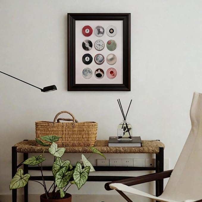 Disco Lucky 8 Ball Poster Trendy Music Record Aesthetic Wall Art Modern Preppy Cool 7 Ball Prints Bar Cart Wall Decor for Living Room 08x10 inch Vintage Framed