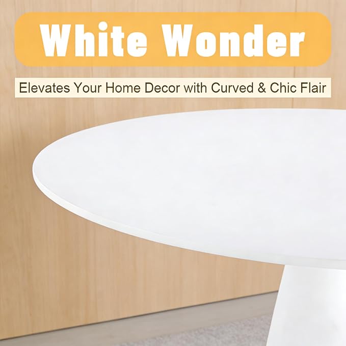 31.5" Round White Dining Table, Mid Century Modern Round Dining Pedestal Table, White Coffee Table for Kitchen Dining Room, Office, Save Space