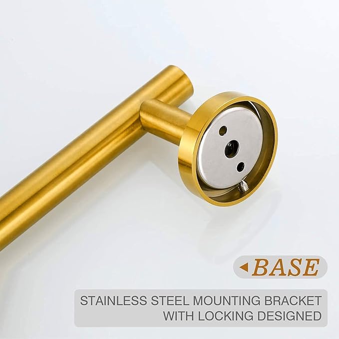 USHOWER Brushed Gold Hand Towel Bar, 9-Inch Towel Racks for Bathroom Wall-Mounted, SUS304 Stainless Steel Towel Rod (Total Length 11-Inch)