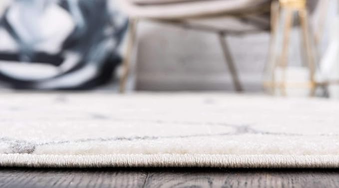 Unique Loom Trellis Frieze Collection Area Rug - Rounded (4' 1" x 6' 1", Ivory/ Gray)