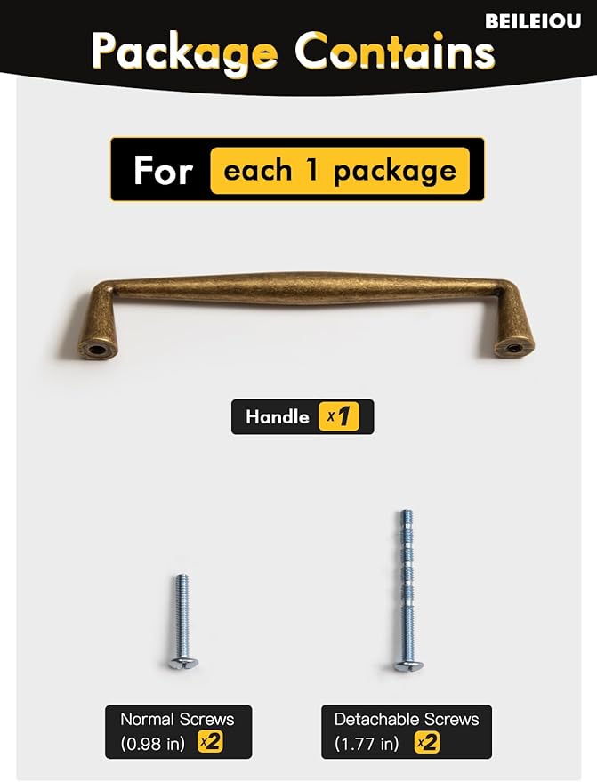 Antique Brass Zinc Alloy Cabinet Pulls - 5"(128mm) Hole Center Classic Vintage Drawer Handles,Kitchen Cupboard Bathroom Dresser Cabinet Hardware (2, Antique Brass, 5"(128mm) Hole Centers)
