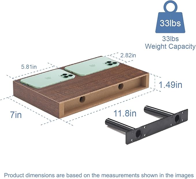 Floating Shelves for Wall, Bathroom Shelves Over Toilet, Wall Shelves & Book Shelf for Room, Hanging Shelf, Wooden Wall-Mounted Small Floating Shelves, 12 x 7 x 1.5 in (Smoke Gray, Set of 3)