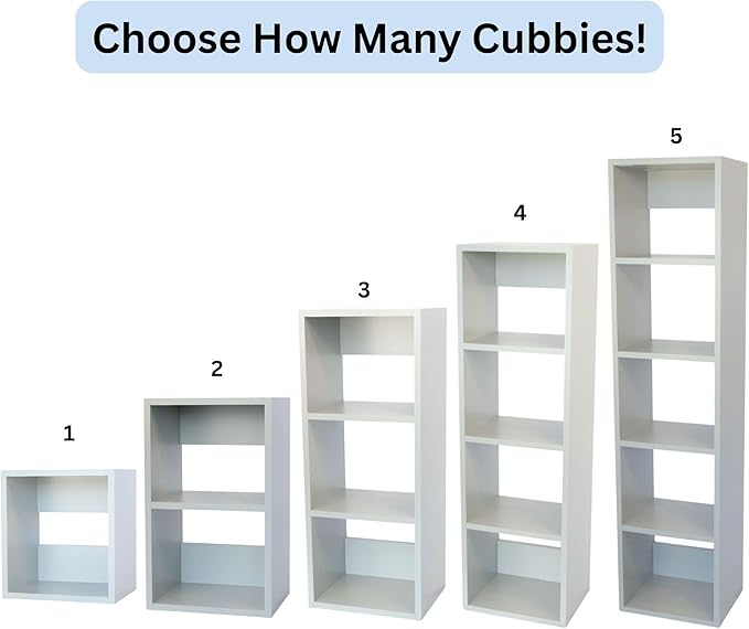 Custom Sized 4-Cube Cubby; Choose color, width, depth, and height. Units are 3/4 inch thick premium grade melamine for strong, solid unit. Easy assembly. Place on the floor or mount on a wall.