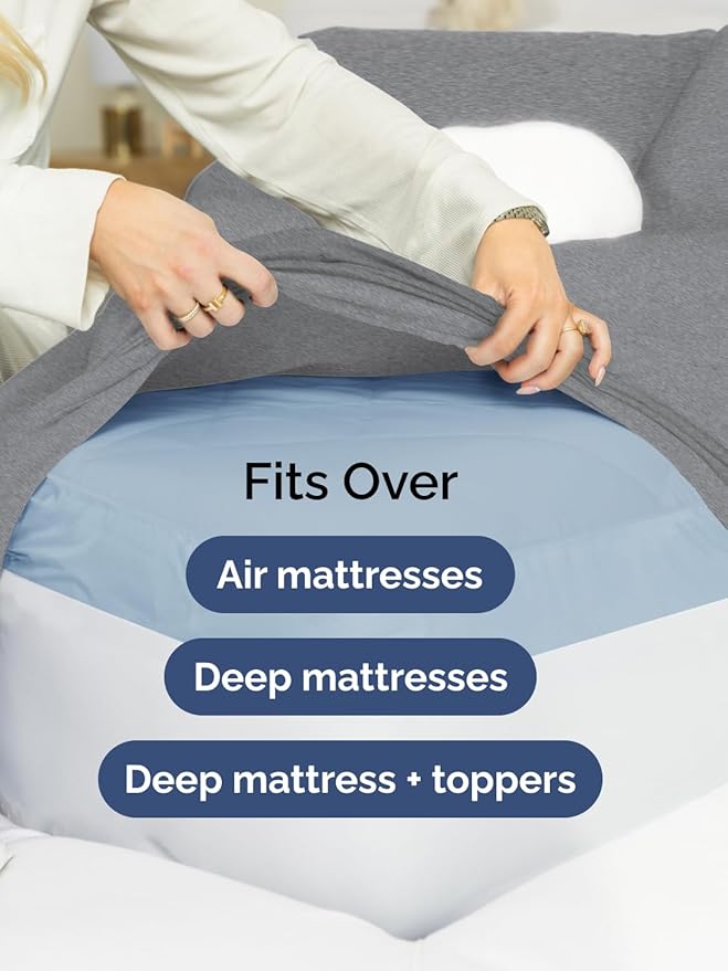 Extra Deep King Sheet Set - 6 Piece Breathable and Cooling Sheets - Hotel Luxury Bedding for Women, Men, Kids & Teens - Easy & Secure Fit - Soft and Wrinkle Free - Extra Deep Pockets - Heathered Grey