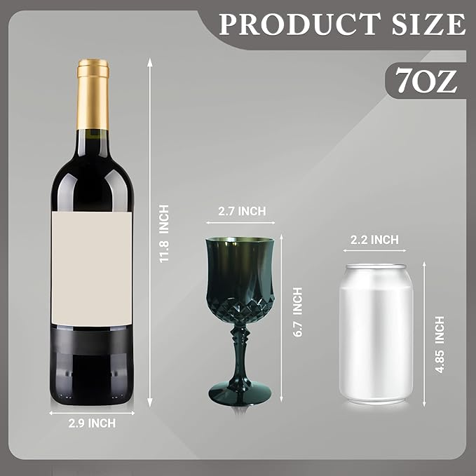 Plastic Wine Glasses, Plastic Goblets Vintage Style Cordial Drinking Glasses for Valentine’s Day, Wedding Reception, Grand Event Party Supplies (48, Black)