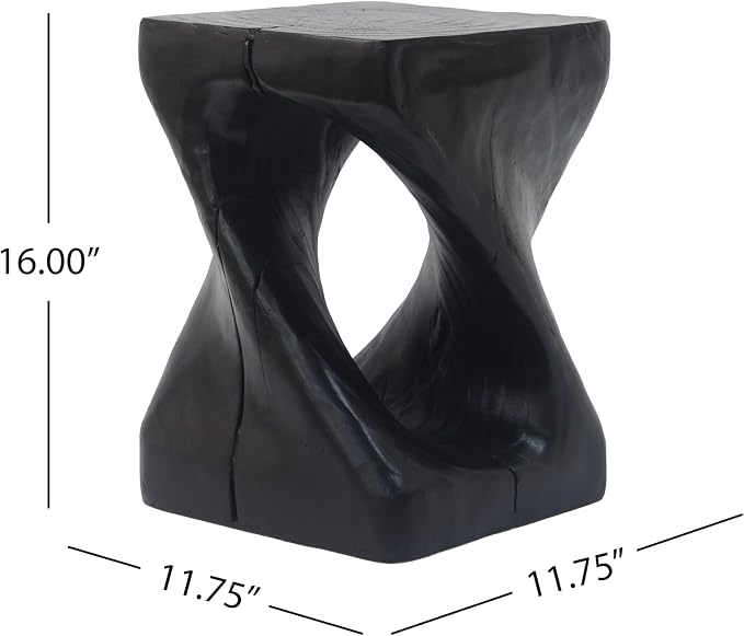 ø11.75'' Small Side Table End Table for Living Room, Modern Retro Farmhouse Countryside Style, Magnesium Oxide Material for Indoor & Outdoor, No Assembly, Wood Grain, Black