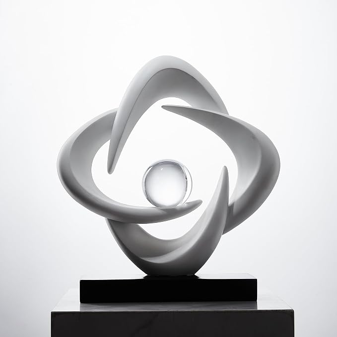 Abstract Art Sculpture, Resin Gold Decorative Statue, Modern White Ornaments for Living Room, Decorativas Modernas for Coffee Table/Entryway/Office Collectibles (White)