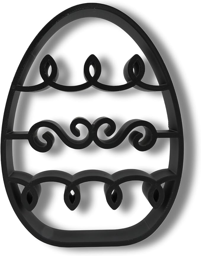 Easter Egg Sculpture – Minimalist Decorative Accent for Spring & Year-Round Home Decor | Collectible Design | Modern Holiday Display (Squiggly Wave Matte Black)