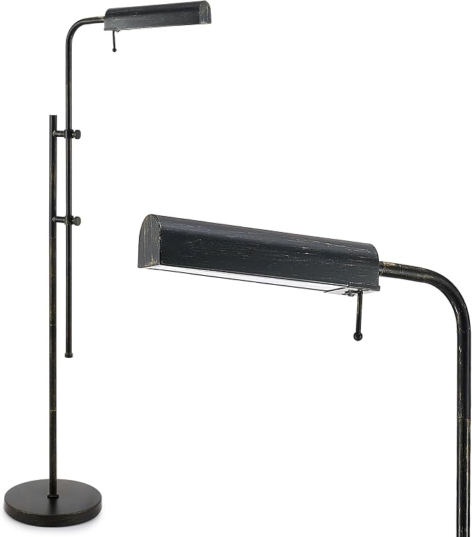 VONLUCE LED Floor Lamp, 62.5" Industrial Floor Lamp for Living Room with Adjustable Height Swing Arm Head 3 Color Temperatures, Metal Standing Pole Lamp for Bedroom Reading, Rustic