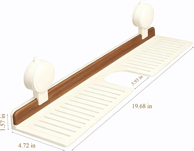 Bathroom Storage Shelves Floating,Modern Kitchen Organizer Faucet Shelf,No Mounted Shower Sink Caddy Organizers,Toothbrush soap Rack (White, 20 inch)