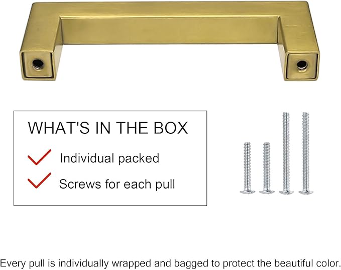 Goldenwarm Brushed Brass Drawer Pulls Kitchen Cabinet Door Handle -LSJ12GD288 Gold Cabinet Pulls Modern Square Drawer Dresser Knobs Furniture Hardware Cupboard Pulls 11-1/3 inch Hole Center 30 Pack