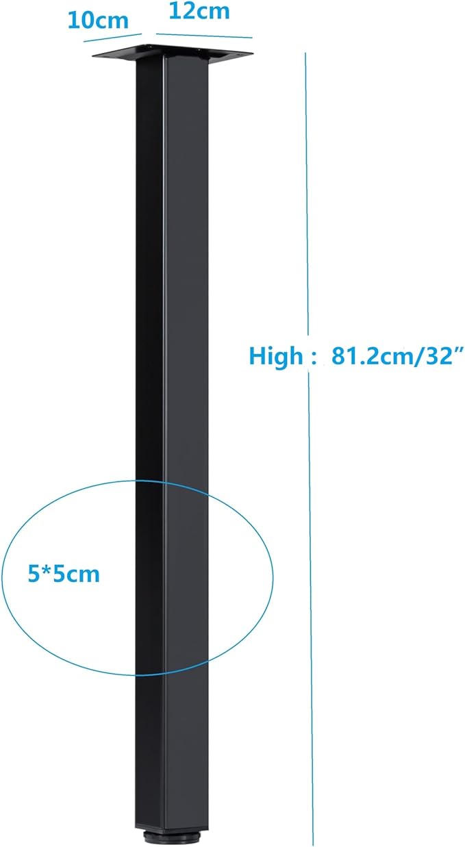 WUHUANGKAKA 32" Square Office Table Furniture Leg,32 Inch Adjustable Metal Furniture Legs,DIY Workbench,Casual Dining Table Coffee Table Legs ect, with Floor Protectors(Set of 4).