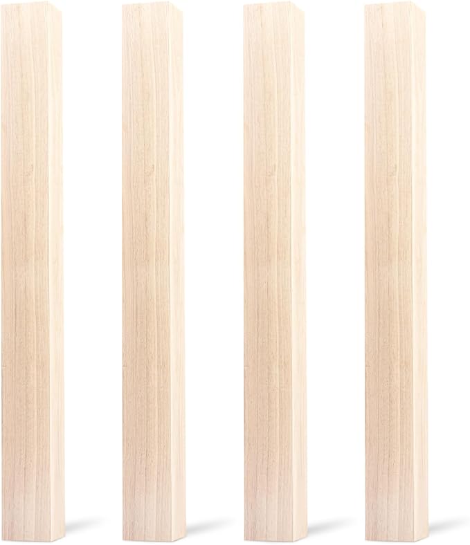 29 inch / 73cm Unfinished Wooden Dining Table Legs, LAVANE Set of 4 Classic Parsons Foursquare Solid Wood Replacement Feet for Bench Coffee Table Dining Table Chair Desk Kitchen Island