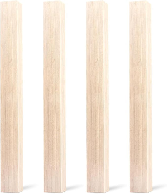 29 inch / 73cm Unfinished Wooden Dining Table Legs, LAVANE Set of 4 Classic Parsons Foursquare Solid Wood Replacement Feet for Bench Coffee Table Dining Table Chair Desk Kitchen Island